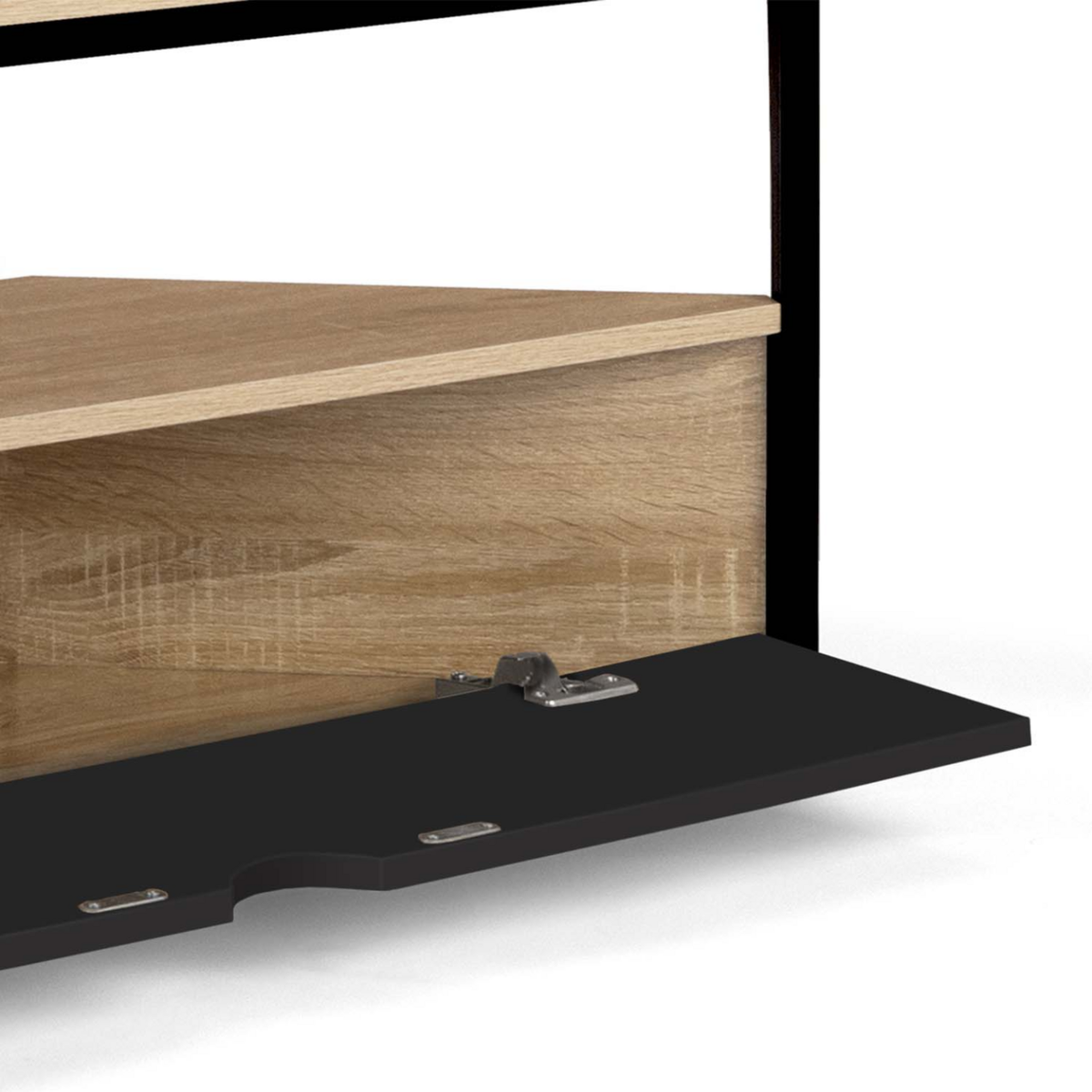 ID MARKET Meuble TV 100 cm d'angle BOSTON avec placard noir design industriel