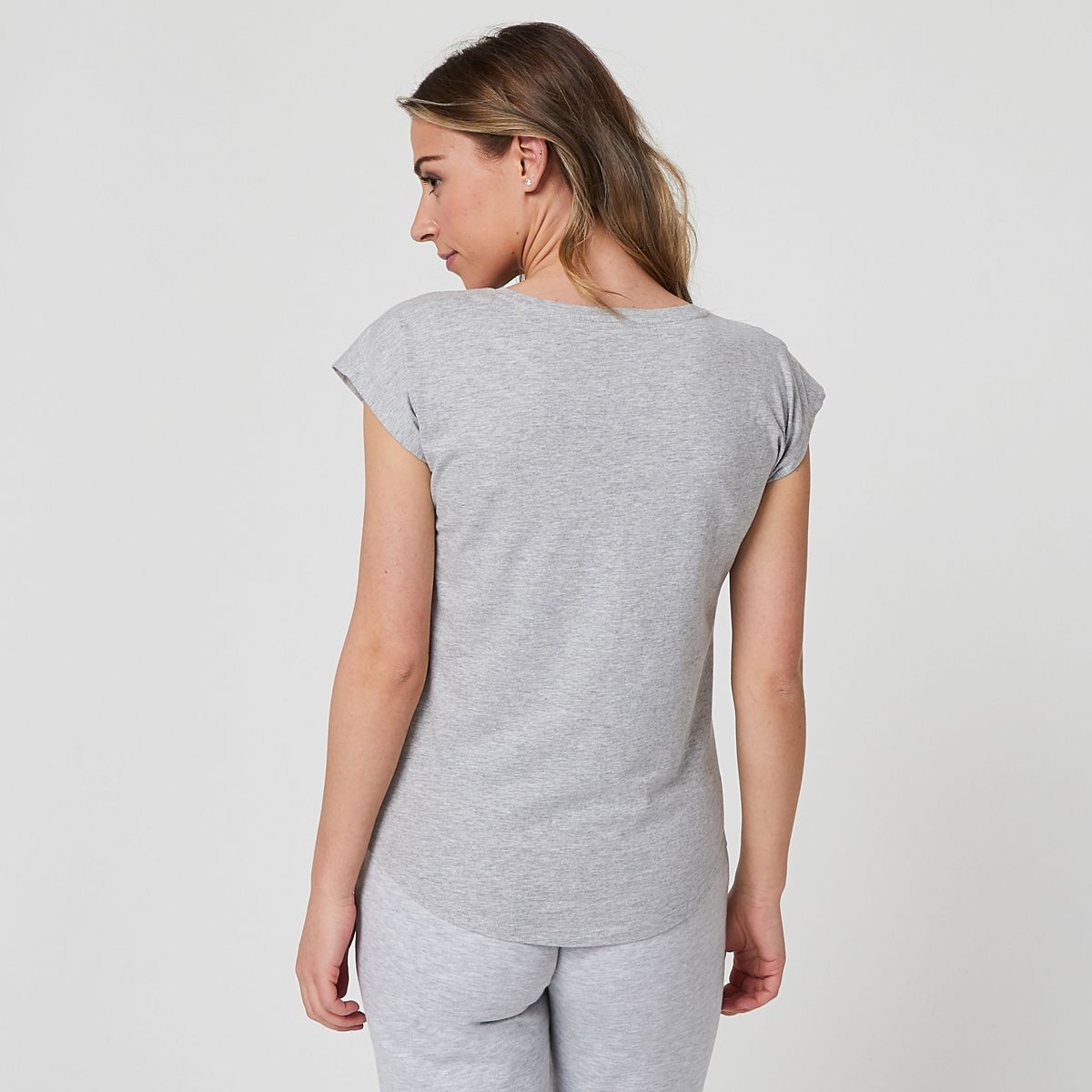 IN EXTENSO T-shirt manches courtes col rond gris chiné femme