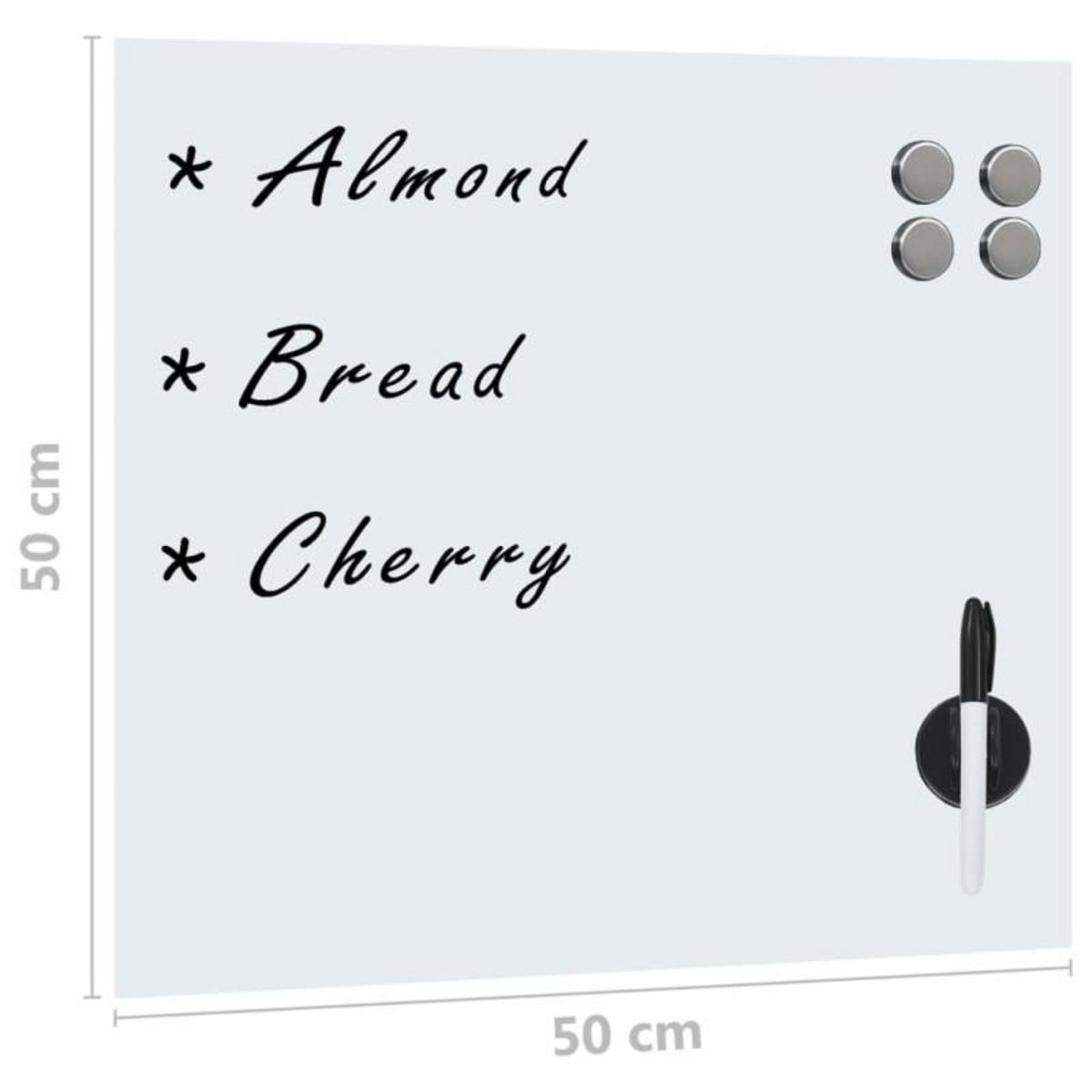 VIDAXL Tableau noir magnétique mural Verre 50x50 cm