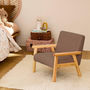 Voir la diapositive 2 : SWEEEK Fauteuil enfant en bois et tissu bouclette taupe. ISAK L 47 x P 43.5 x H 50cm