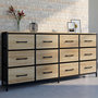 Voir la diapositive 2 : ID MARKET Commode 12 tiroirs en tissu UTAH 140 cm meuble de rangement design industriel