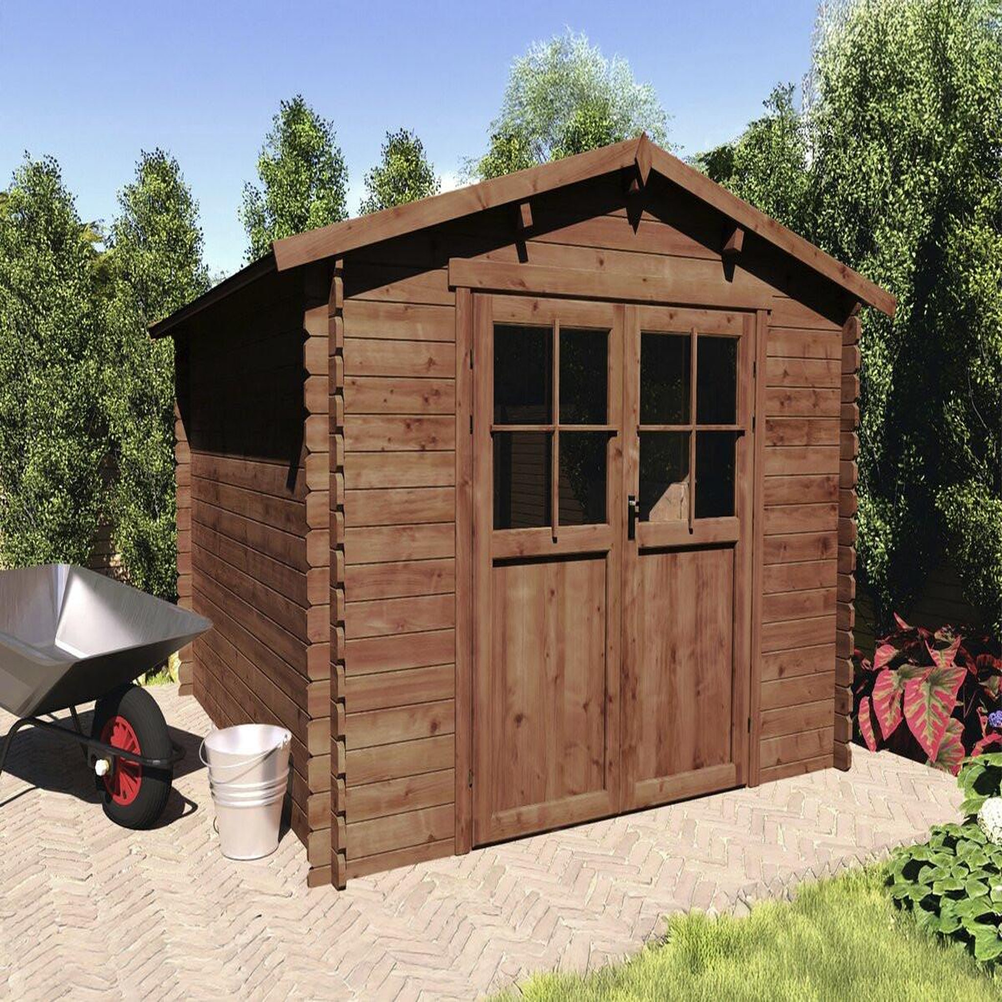 Voir la diapositive 2 : Habitat et Jardin Abri de jardin en bois  willow  - 9,3 m² - 28 mm - marron