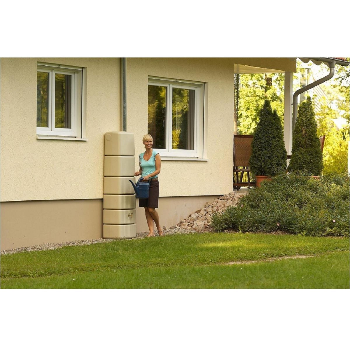 GARANTIA Kit Cuve Murale Slim 330 L Sable avec Collecteur Eco Gris