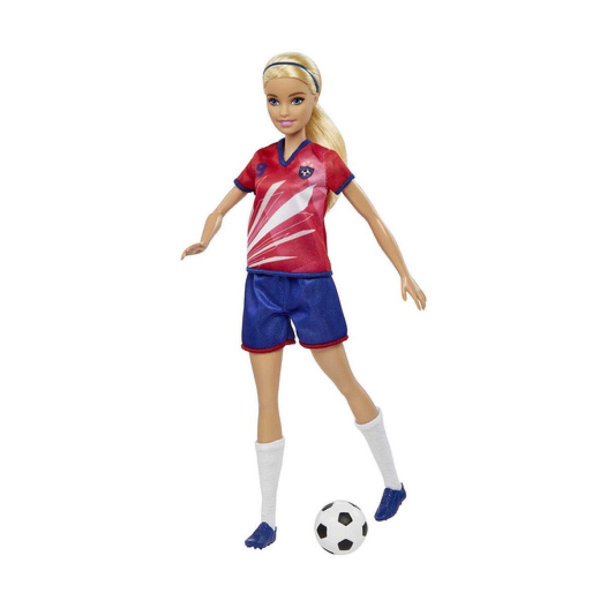Voir la diapositive 2 : MATTEL Poupee barbie footballeuse blonde