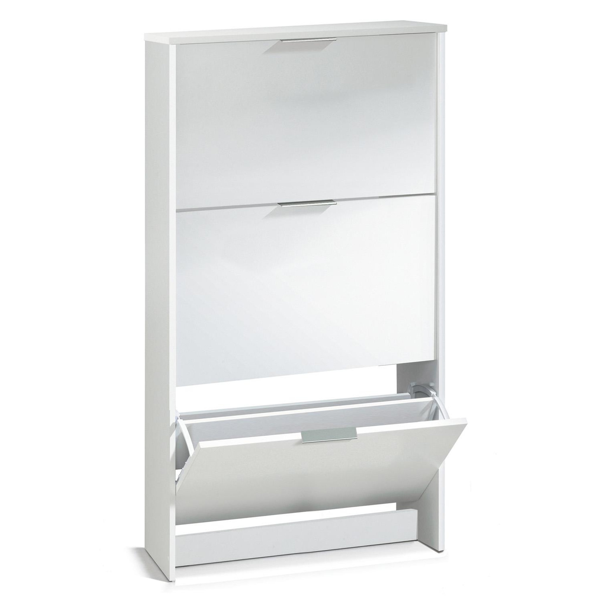 Voir la diapositive 4 : VS VENTA-STOCK Meuble à Chaussures 3 Portes Rubi, Couleur Blanc brillant, 60 cm Largeur