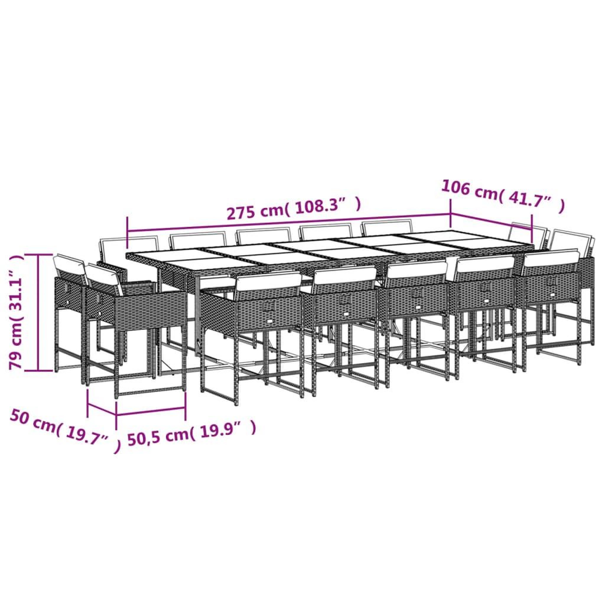 Voir la diapositive 5 : VIDAXL Ensemble a manger de jardin et coussins 15 pcs melange beige