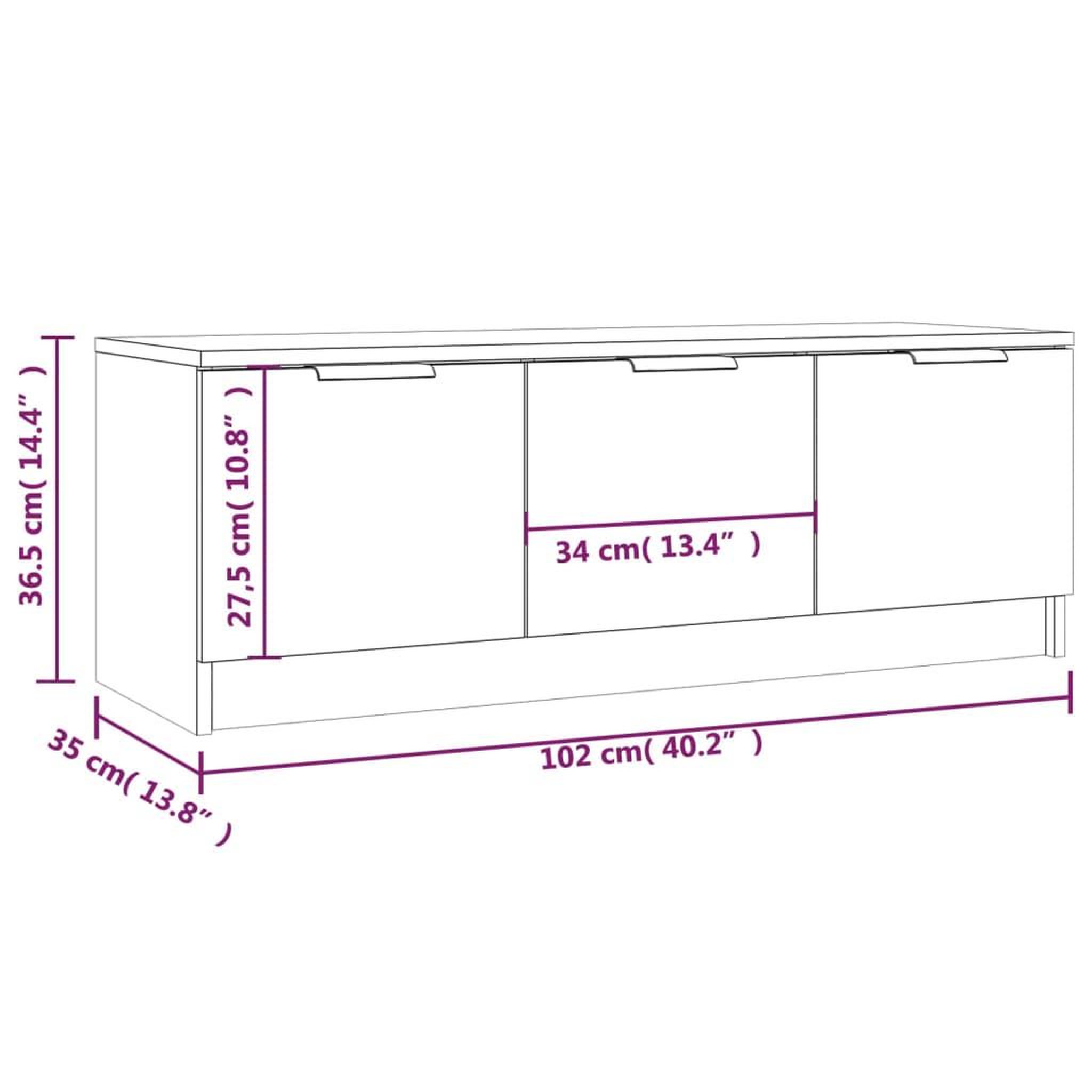 Voir la diapositive 6 : VIDAXL Meuble TV Sonoma gris 102x35x36,5 cm Bois d'ingenierie