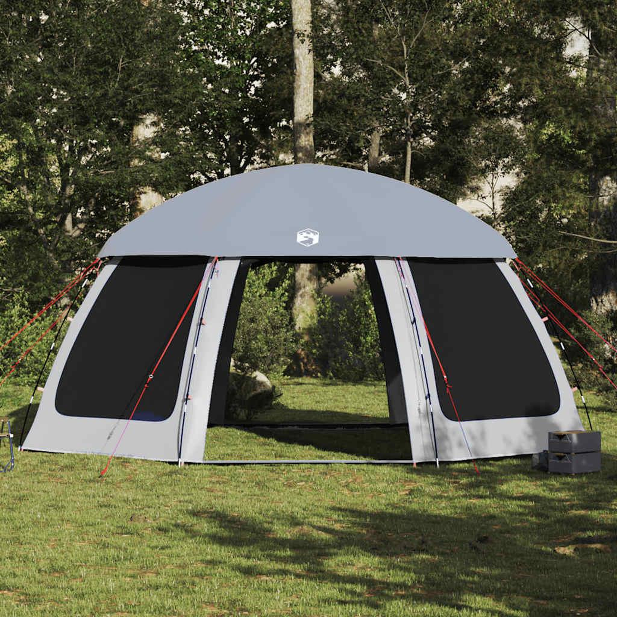 Voir la diapositive 4 : VIDAXL Tente piscine toit amovible parois maille gris 510x510 cm
