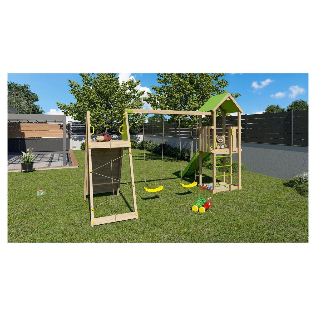 trigano Aire de jeux avec toboggan - Bois - H2,20m - EXPERIENCE