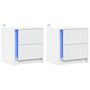Voir la diapositive 3 : VIDAXL Armoires de chevet et lumieres LED 2pcs blanc bois d'ingenierie