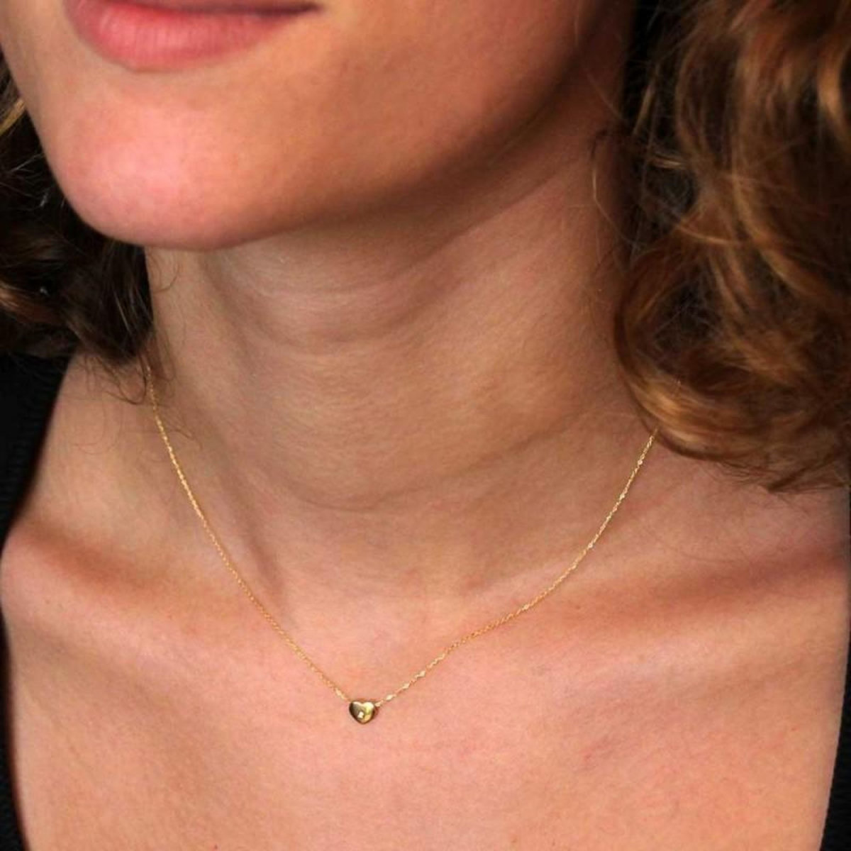 L'ATELIER D'AZUR Collier Femme Or Jaune et Diamant - Pendentif Coeur