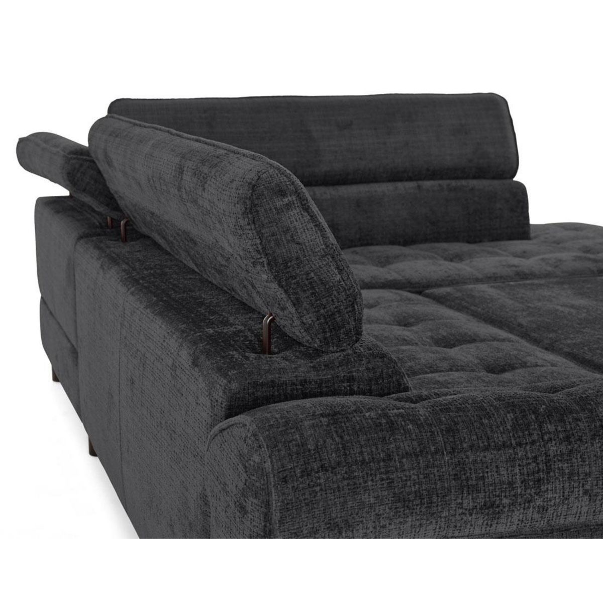 LISA DESIGN Marlo - canapé d'angle droit 5 places convertible avec coffre et têtières en velours texturé