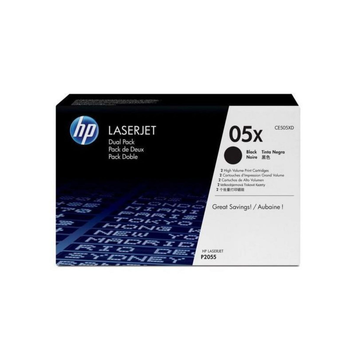 HP HP 05X Pack de 2 toners Noir grande capacite authentiques CE505XD