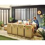 Voir la diapositive 4 : BEST MOBILIER Cuba – salon de jardin encastrable en résine tressé beige - 12 places - coussins beige + housse de protection