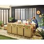 Voir la diapositive 4 : BEST MOBILIER Cuba – salon de jardin encastrable en résine tressé beige - 12 places - coussins beige + housse de protection