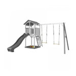 Axi House AXI Structure de jeu Beach Tower Blanc Gris  avec 2 balancoires et toboggan Gris