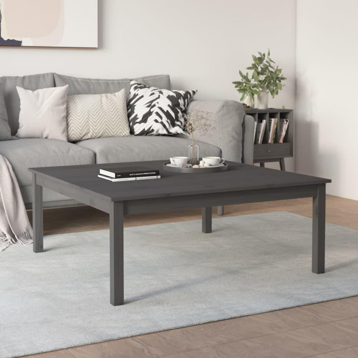 VIDAXL Table basse Gris 100x100x40 cm Bois massif de pin