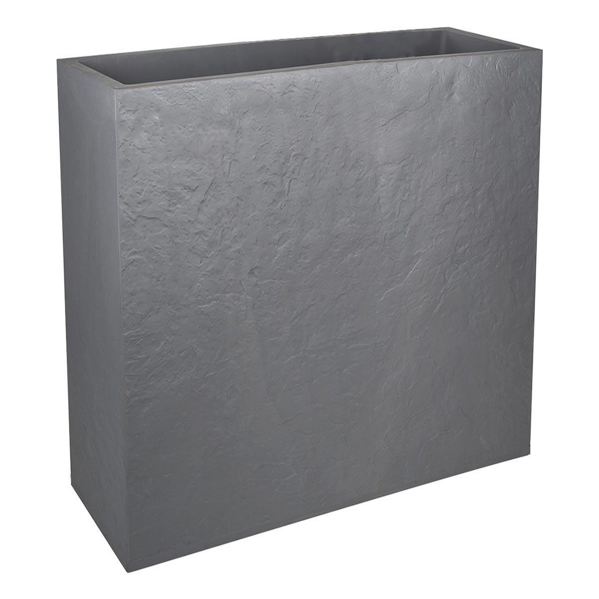 Eda Jardinière rectangulaire Volcania effet pierre - 78,5 x 29,5 x 60 cm - 46 L - Gris galet - Eda