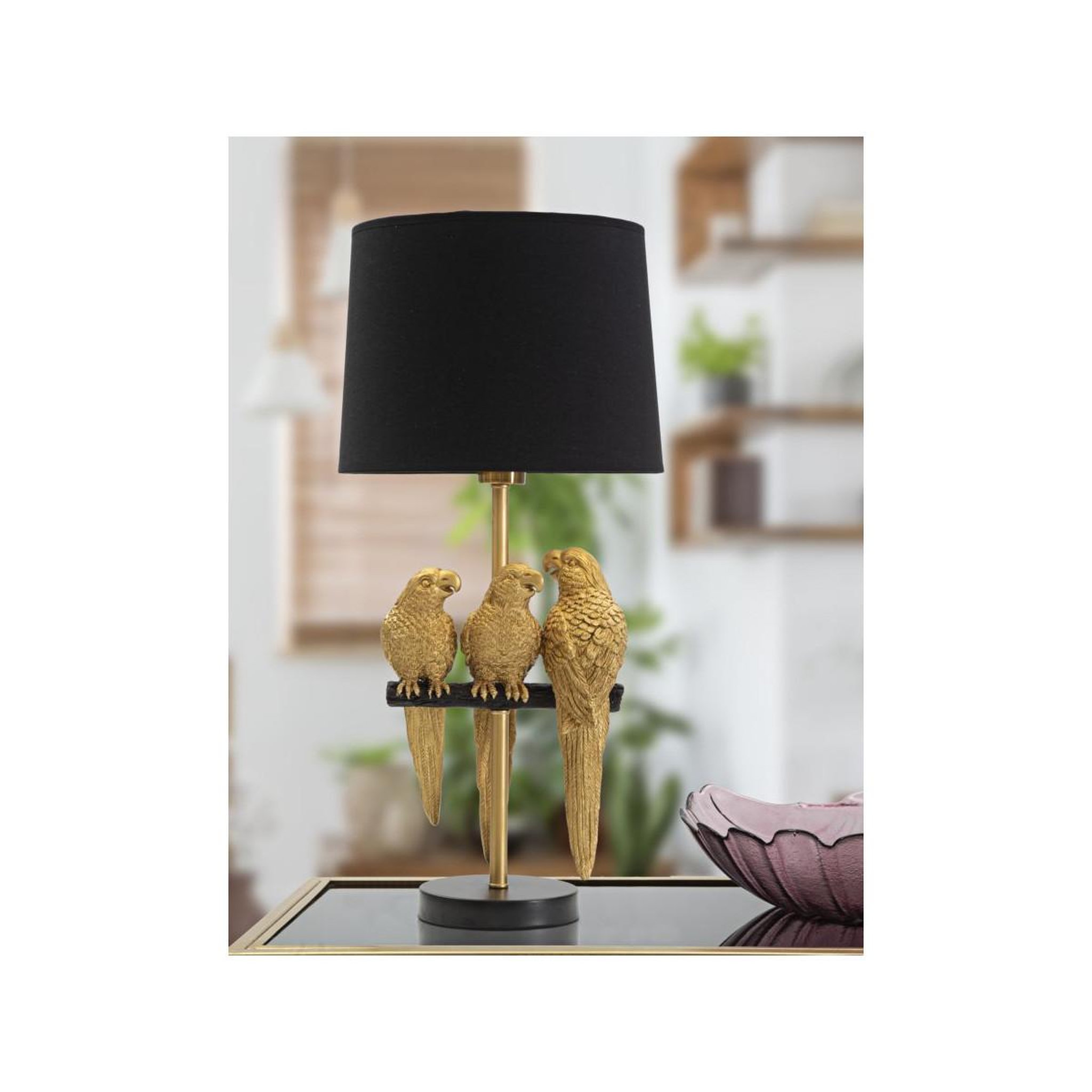 Voir la diapositive 5 : Paris Prix Lampe à poser design  perroquets  62cm or & noir