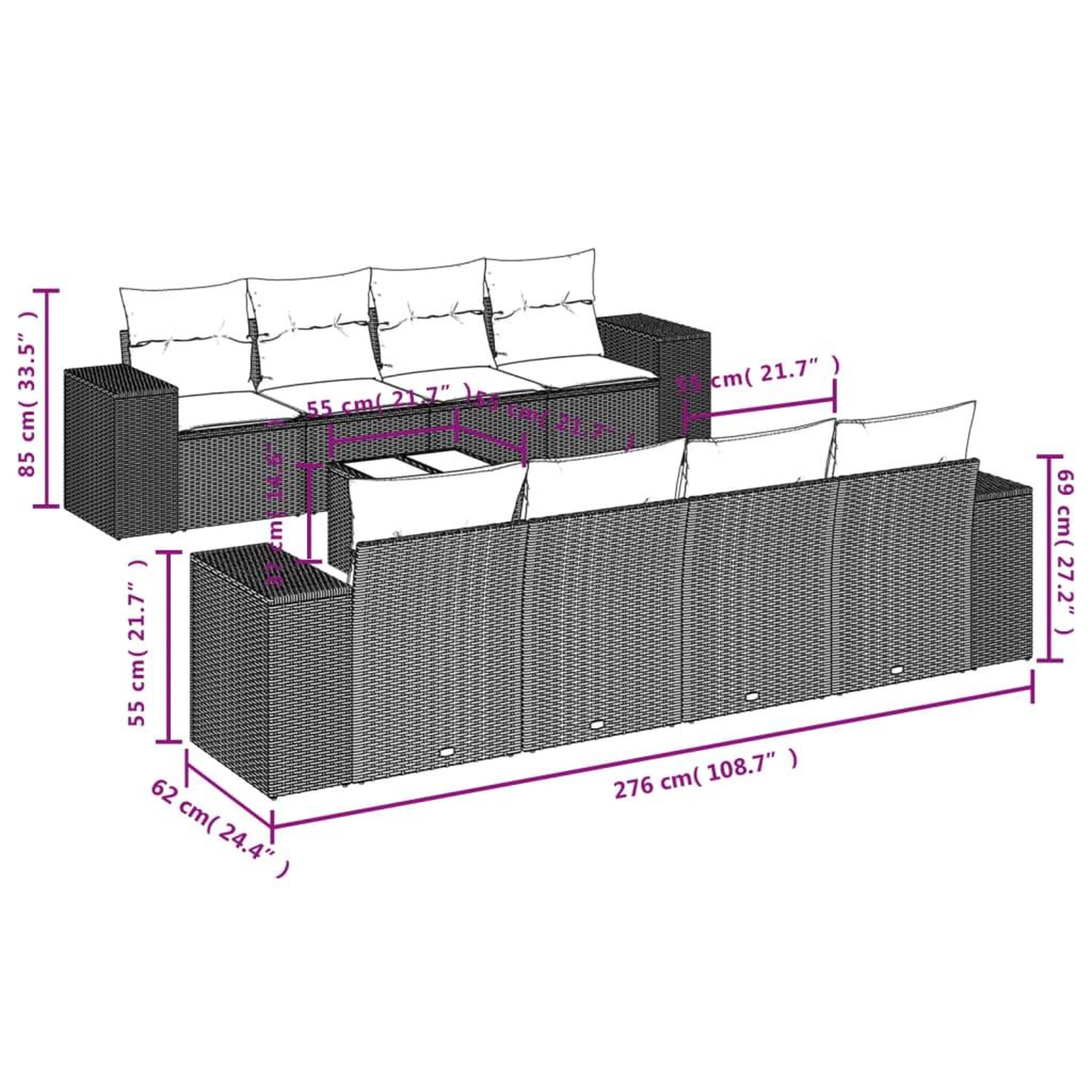 Voir la diapositive 4 : VIDAXL Salon de jardin avec coussins 9 pcs marron resine tressee