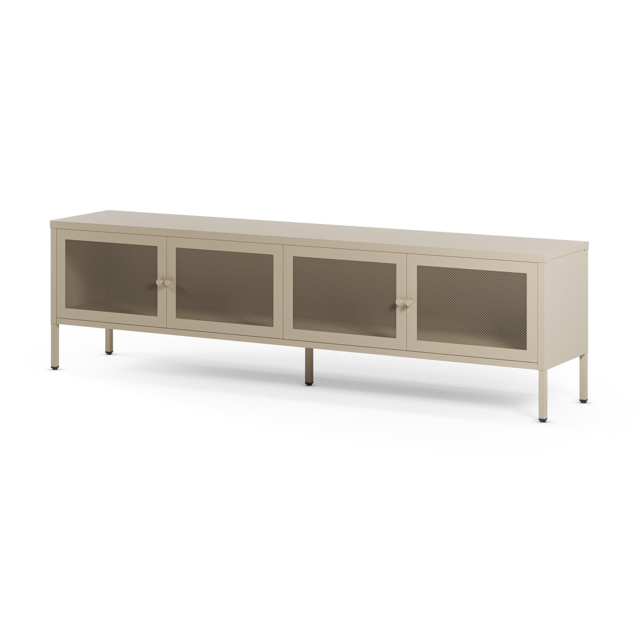 Voir la diapositive 5 : MAISON PAVANE Meuble tv en métal beige 4 portes, 160 cm-latem