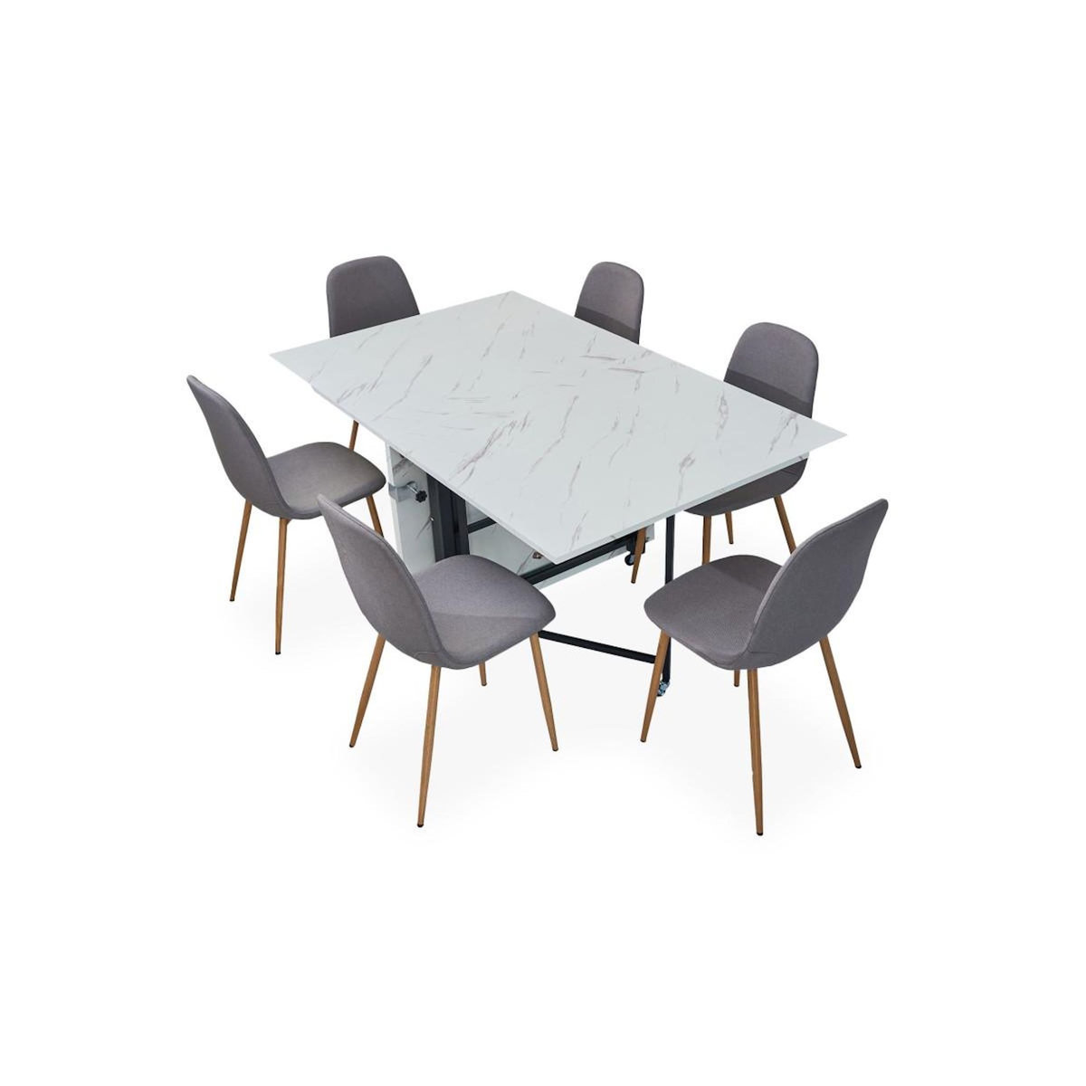 Paris Prix Table Console Extensible Effet Marbre  Troy  100-300cm Blanc