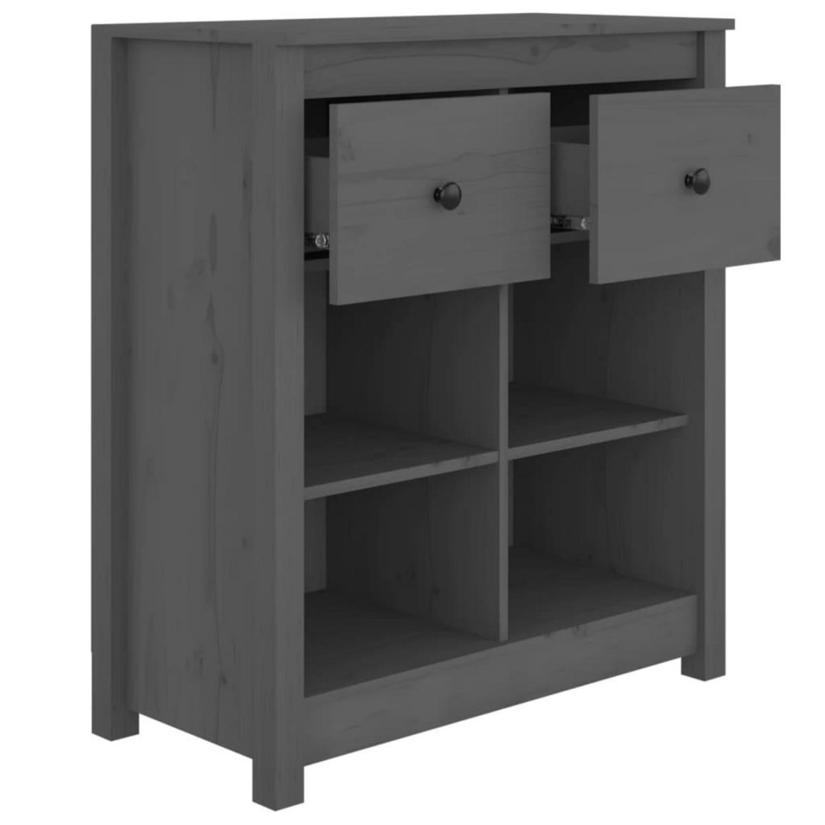 VIDAXL Buffet Gris 70x35x80 cm Bois massif de pin