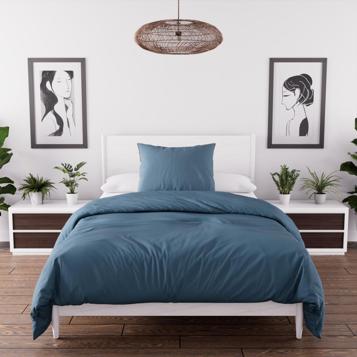 SOLEIL D'OCRE Ensemble couette et parure 5 Pièces BOHEME pour lit en 90x190 cm, par Soleil d'ocre