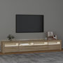 Voir la diapositive 3 : VIDAXL Meuble TV avec lumieres LED Chene sonoma 240x35x40 cm