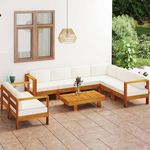 VIDAXL Salon de jardin 8 pieces avec coussins 100 x 60 cm Bois d'acacia