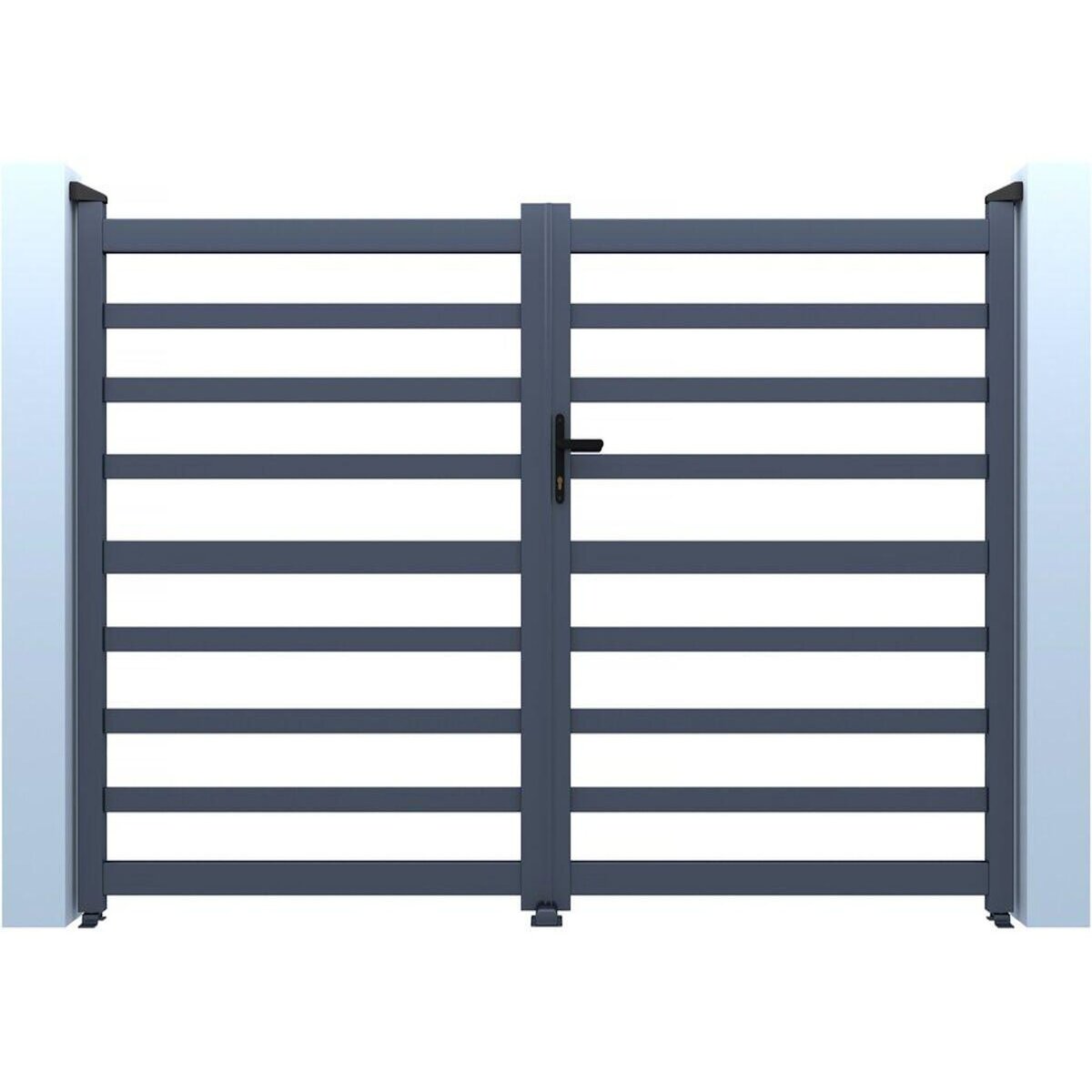 Habitat et Jardin Portail aluminium ajouré  Martin  - 340 x 180 cm - Gris