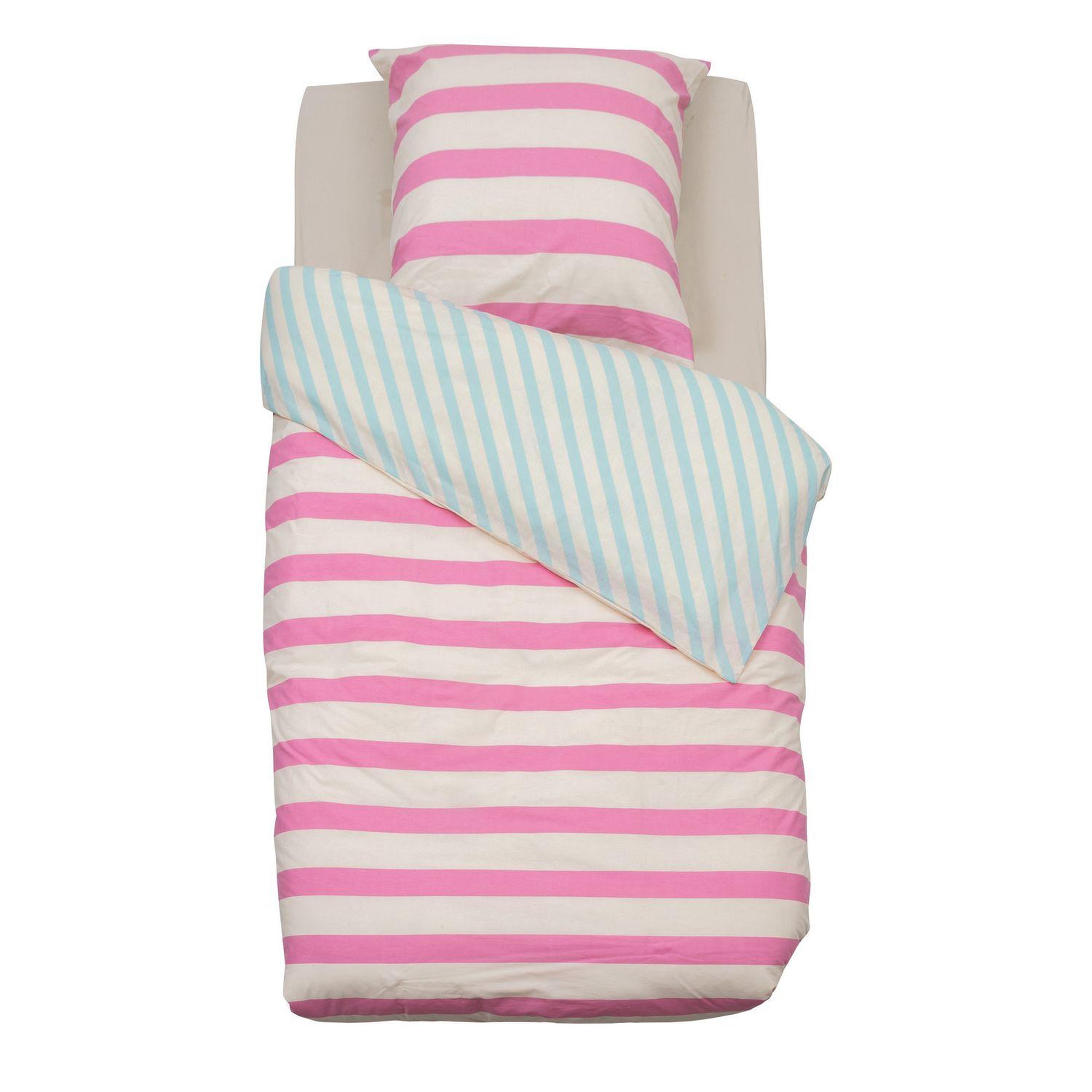 ATMOSPHERA Parure de lit enfant réversible à rayures - 100% coton 57 fils/cm² - 140 x 200 cm