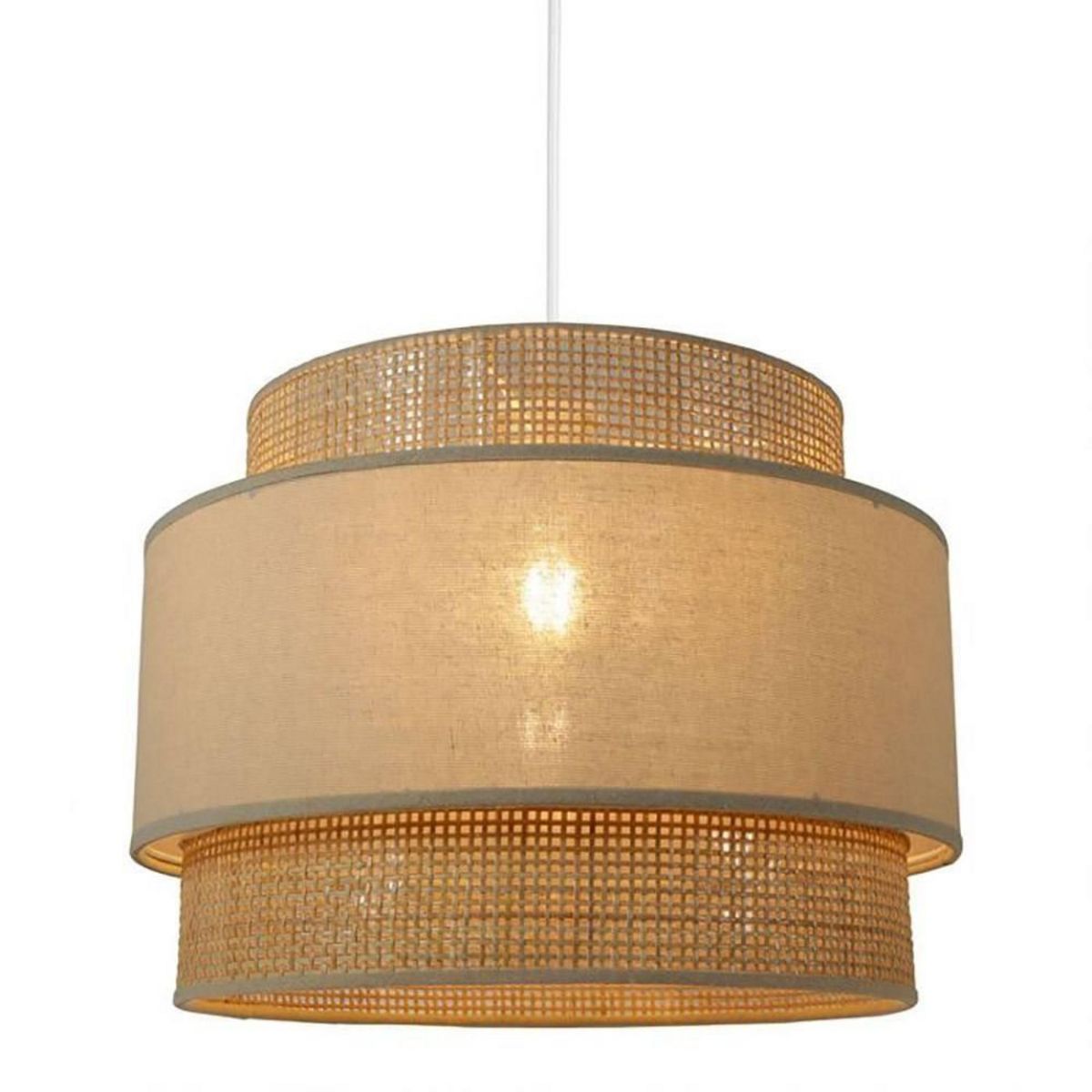 OSTARIA Suspension ronde gigogne rotin beige D40