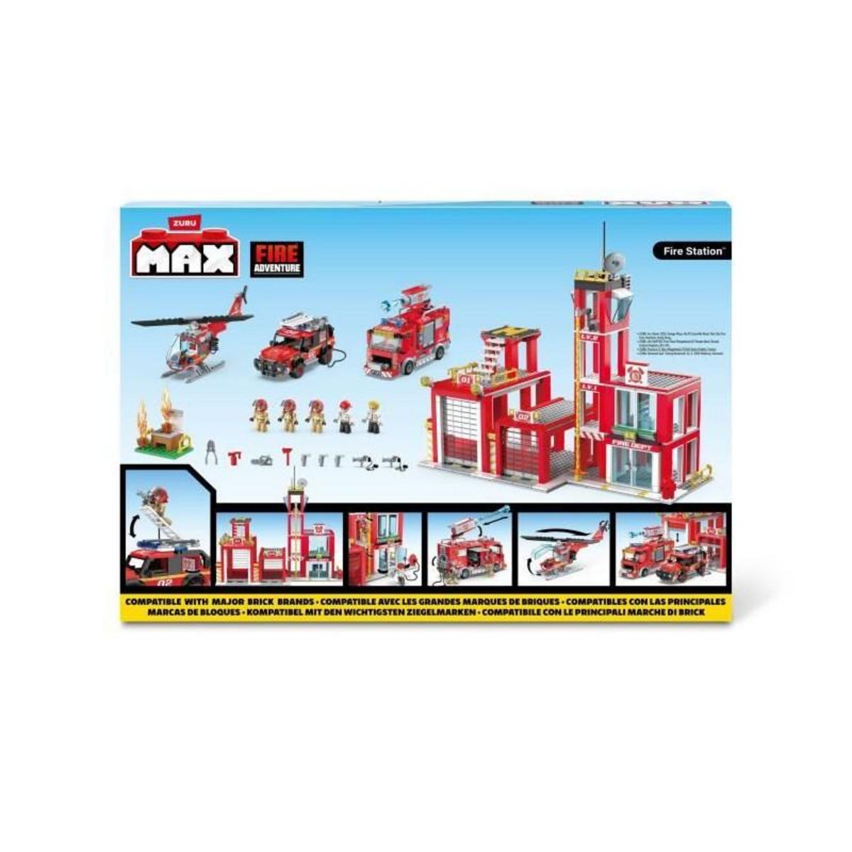 ZURU Set de Construction - ZURU - Fire Station Large (976 pieces) - Crée une caserne de pompiers avec véhicules et accessoires