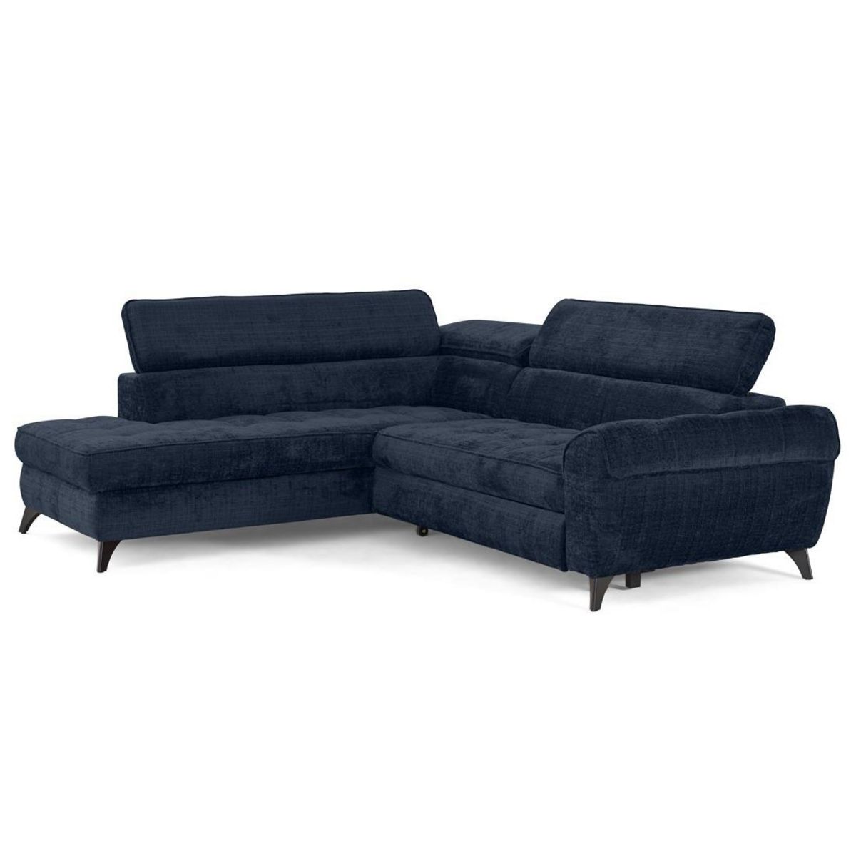 LISA DESIGN Marlo - canapé d'angle gauche 5 places convertible avec coffre et têtières en velours texturé