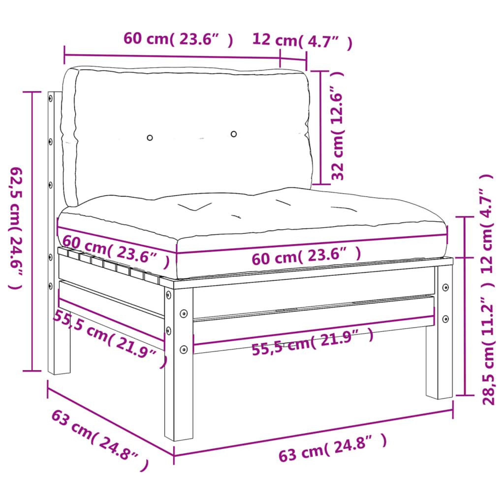 Voir la diapositive 6 : VIDAXL Canape de jardin sans accoudoirs et coussins 2 pcs bois douglas