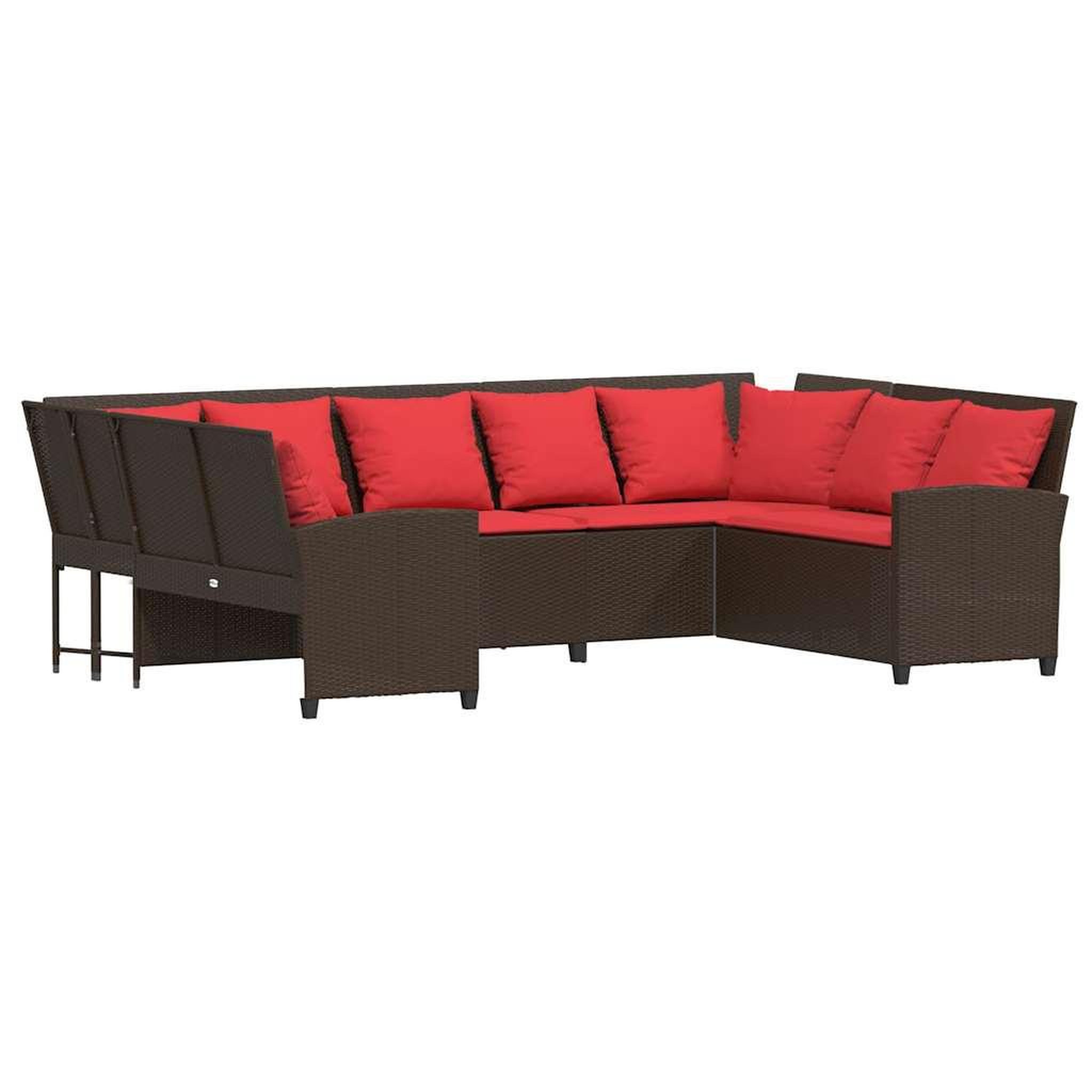 Voir la diapositive 2 : VIDAXL Canape de jardin avec coussins marron resine tressee