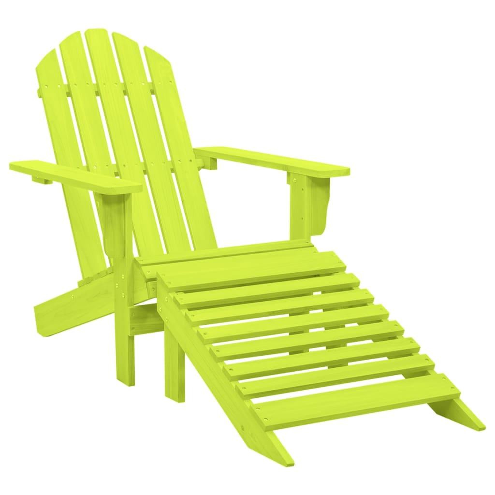Voir la diapositive 1 : VIDAXL Chaise de jardin Adirondack avec pouf bois de sapin solide vert