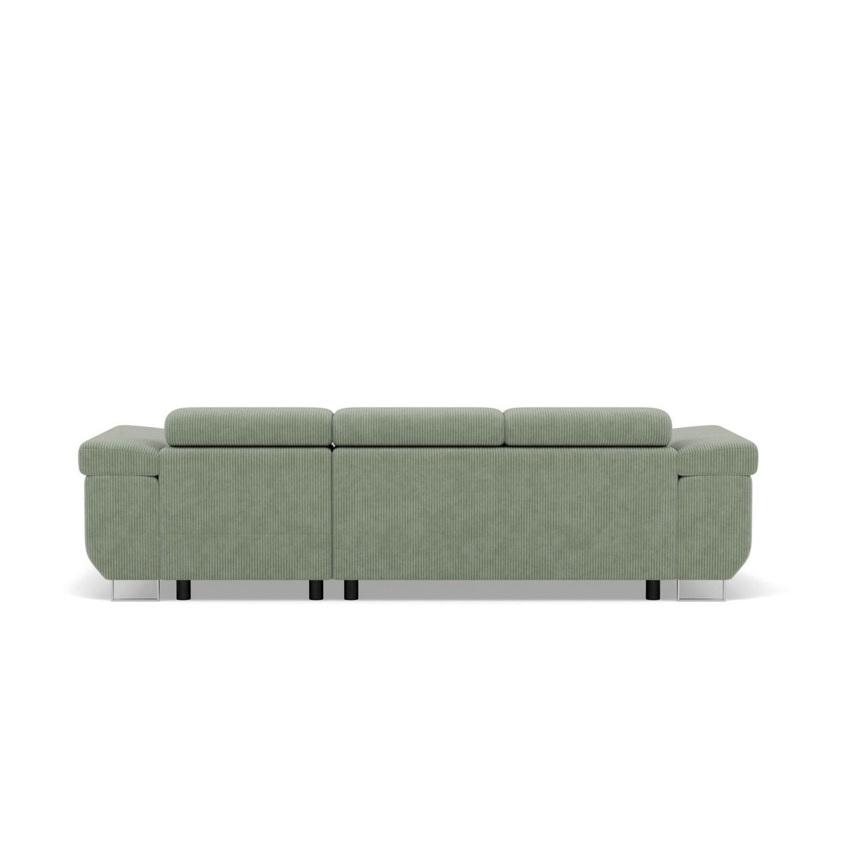 BEST MOBILIER Pablo - canapé d'angle droit - 6 places - convertible avec coffre et têtières réglables - en velours côtelé