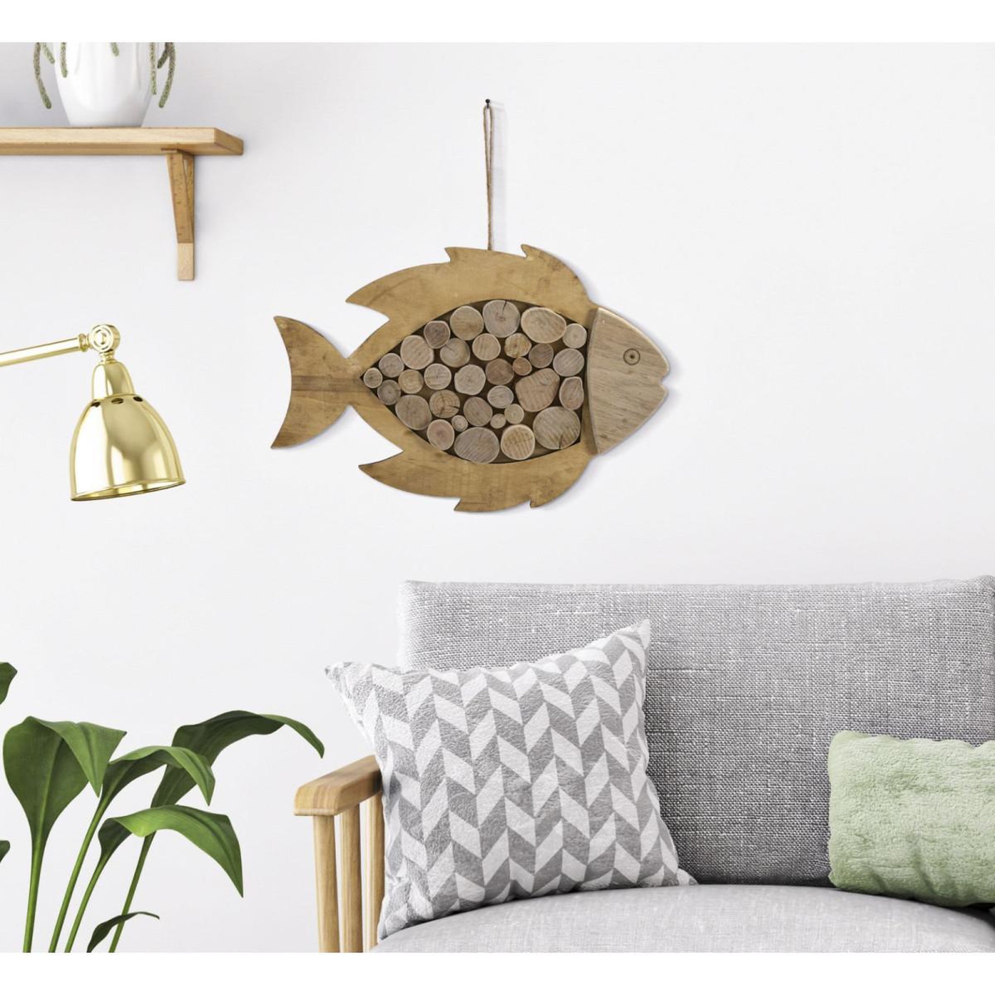 Voir la diapositive 5 : Paris Prix Décoration murale en bois à suspendre  poisson  42cm naturel