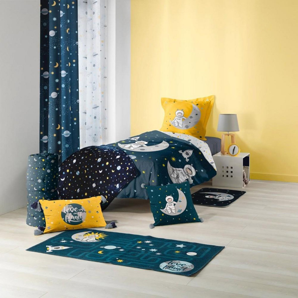 Douceur d'Intérieur Housse de couette 140x200 + taie Petit Astronaute coton 42 fils