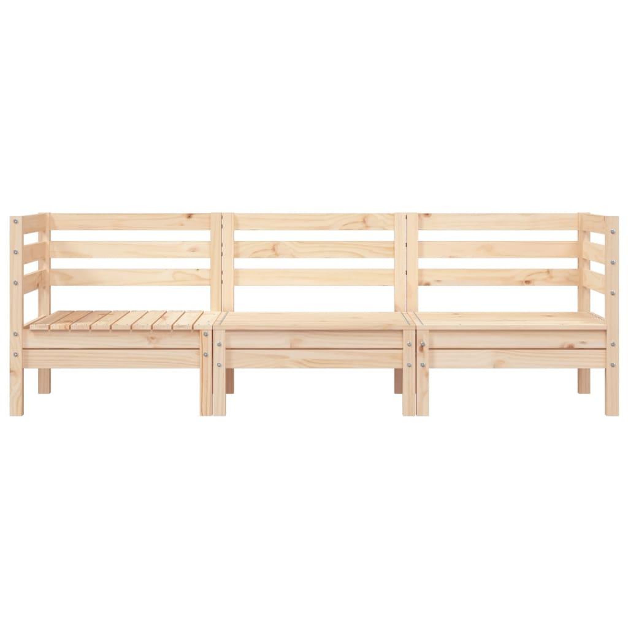 Voir la diapositive 4 : VIDAXL Canape de jardin 3 places bois de pin massif