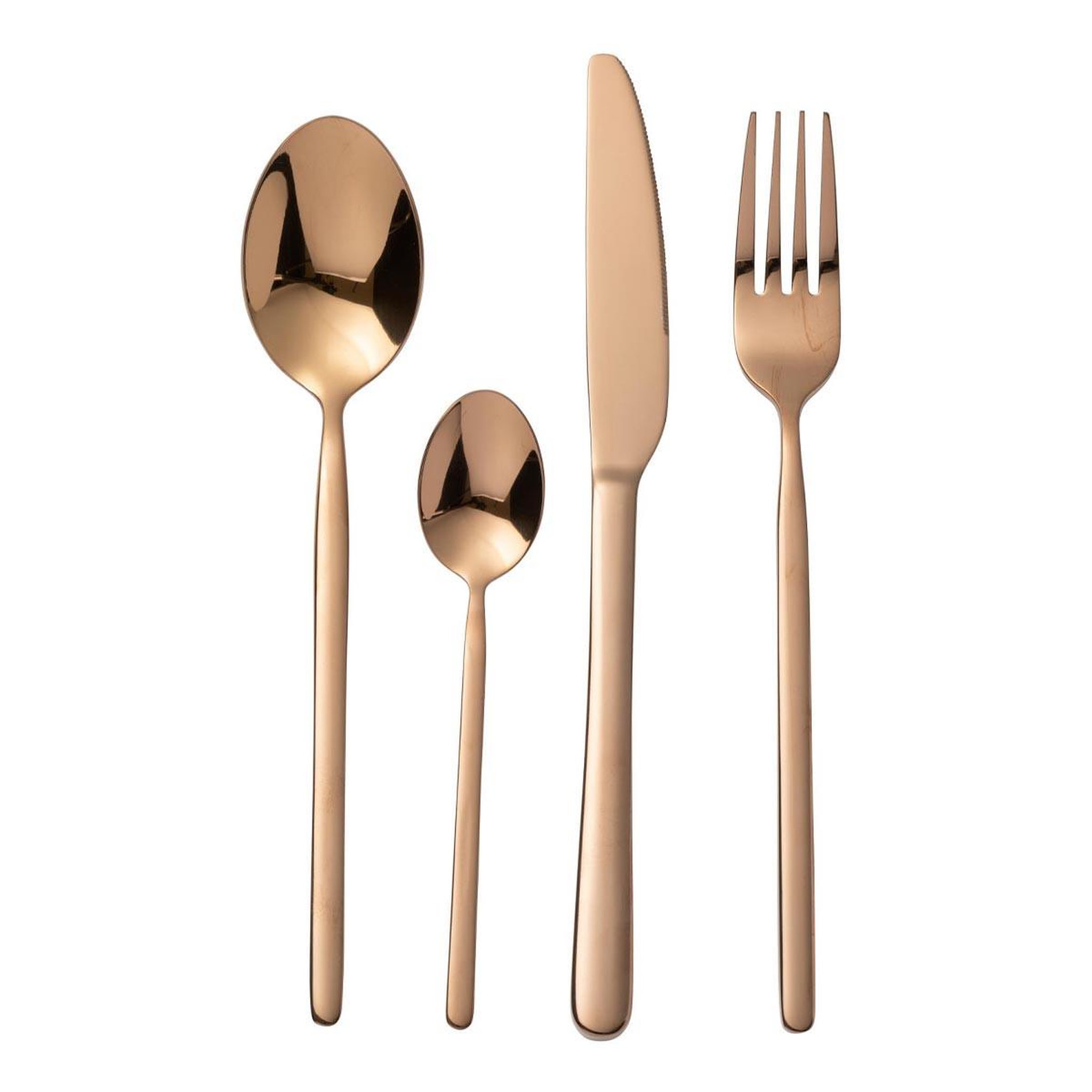 J-LINE Ménagère 24 Pièces en Inox  Brillant  27cm Cuivre
