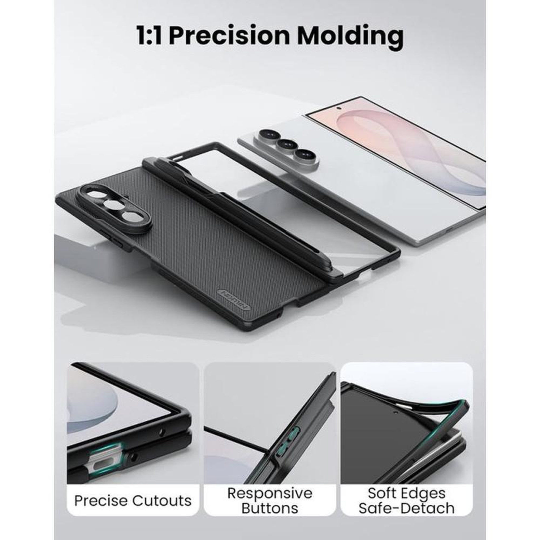 Voir la diapositive 6 : Coque téléphone magnétique noire avec support pour stylet Galaxy Z Fold 8 Ultra