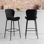 Voir la diapositive 2 : MAISON PAVANE Lot de 2 chaises de bar en velours noir 75 cm-Mazzia