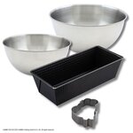 ZENKER Set pâtisserie avec moule à cake 25 cm et emporte-pièce motif ourson, 2 bols à mixer et spatule Zenker