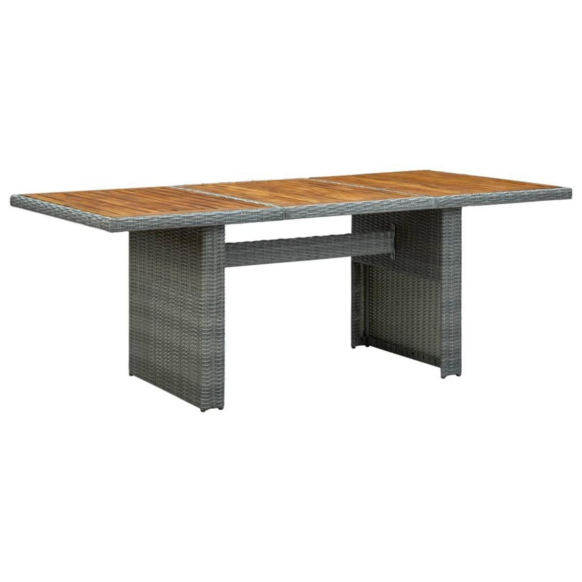 VIDAXL Table de jardin Gris clair Resine tressee et bois d'acacia