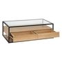 Voir la diapositive 3 : ATMOSPHERA Table basse 2 tiroirs effet bois et verre ALDEA - Beige