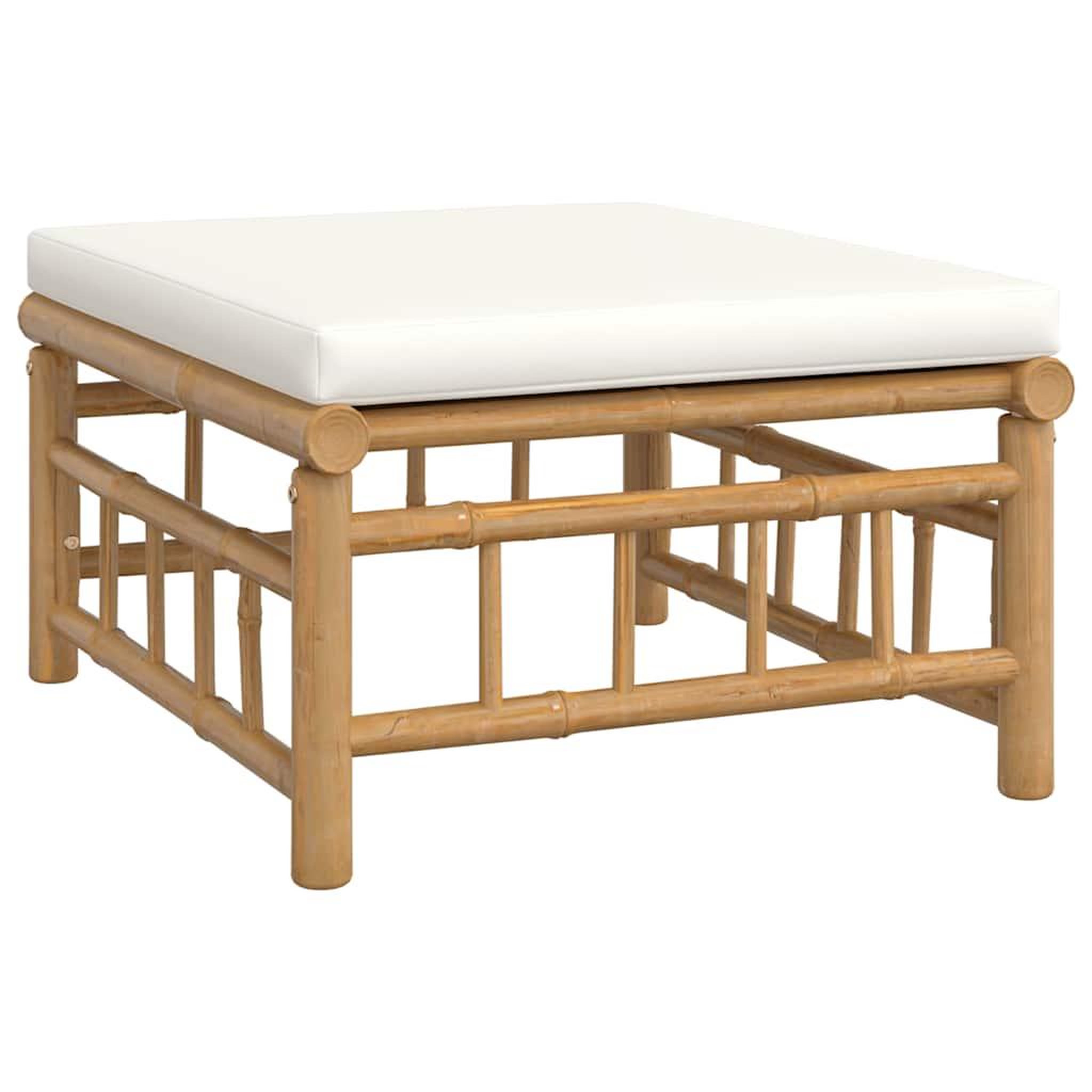 Voir la diapositive 5 : VIDAXL Salon de jardin 3 pcs avec coussins blanc creme bambou