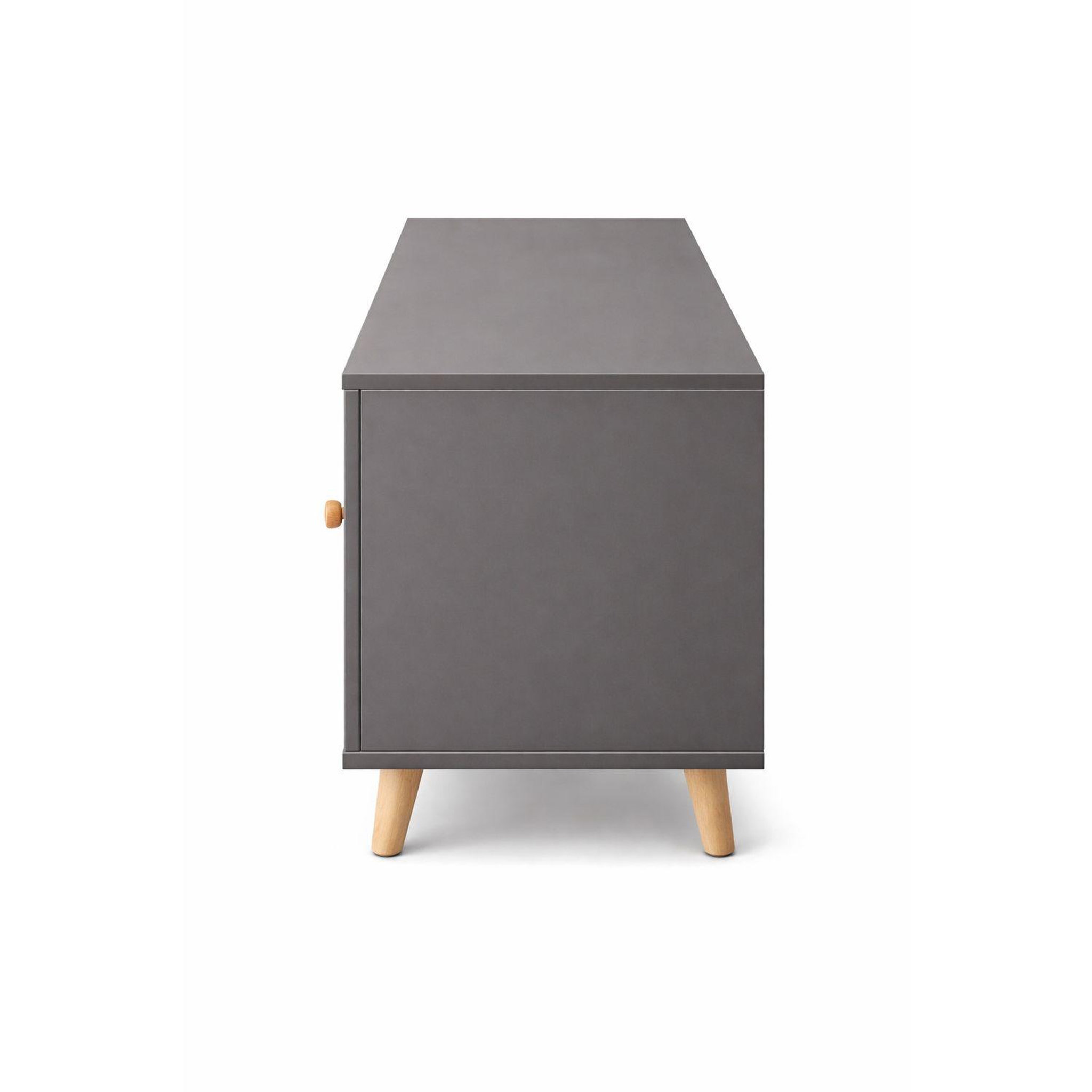 Voir la diapositive 4 : TOILINUX Meuble tv design samy - l. 120 x h. 50 cm - blanc et gris foncé